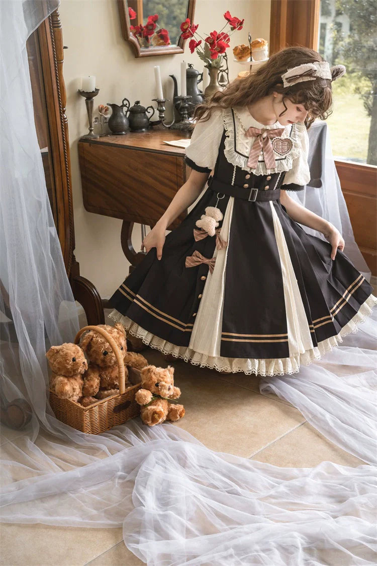 Letters from Unknown Star~Chocolate Workshop~Elegant Lolita OP Daily Short Sleeve Dress