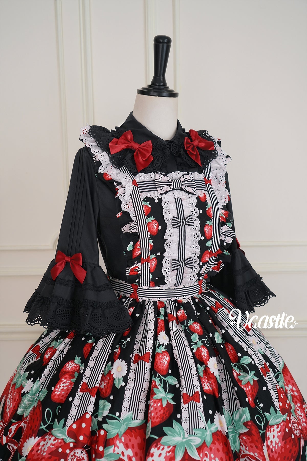 Vcastle~Sweet Crepes~Sweet Lolita Shirt with Princess Sleeves and Bow Chain