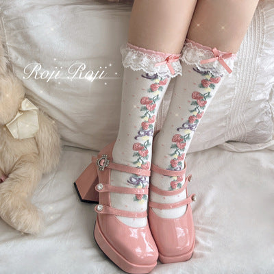 Roji Roji~Autumn Sweet Lolita Cotton Thigh-high Socks