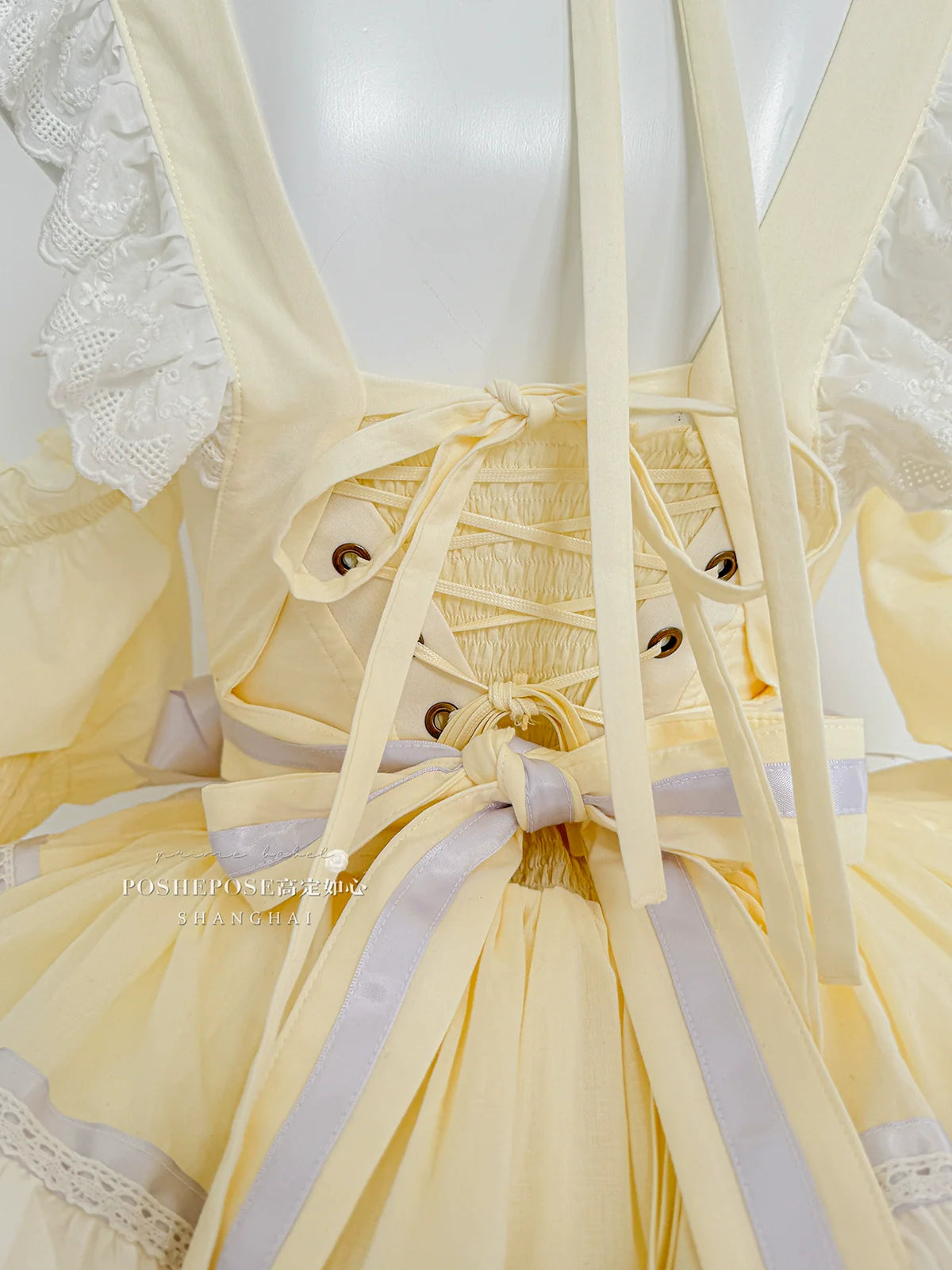 POSHEPOSE~Maid Bunny~Gorgeous Sweet Lolita OP Dress with Detachable Sleeves and Apron