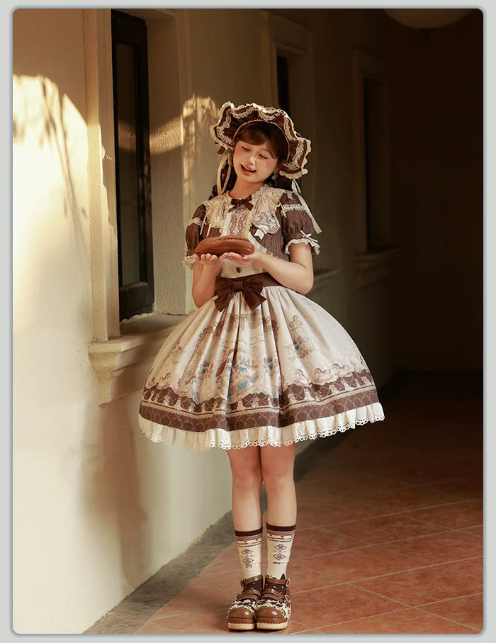 Alice Girl~Sea Salt Fairytale~Sweet Doll-like Lolita OP Animal Printed Lolita Dress