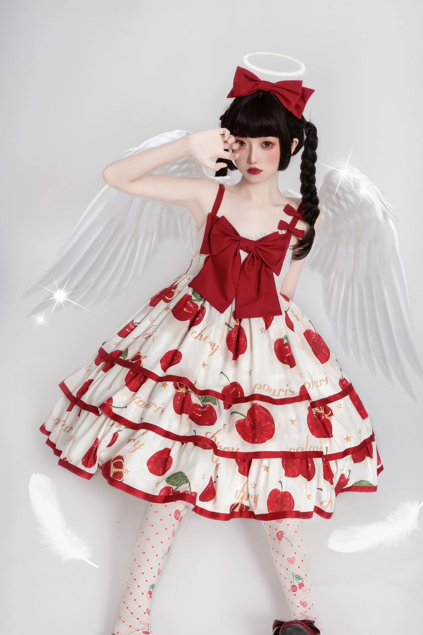 Polaris Lolita~Cherry Crown~Sweet Lolita JSK Three-tiered Dress