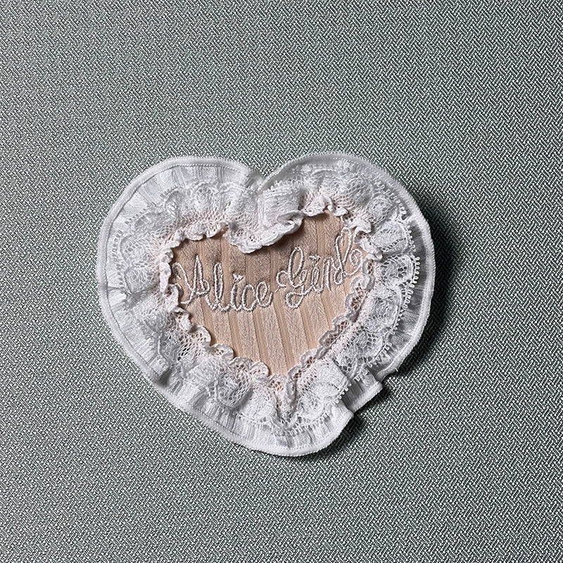 Alice Girl~Arrogant Miss~Heart-Shaped Lolita Brooch with Lace and Embroidery