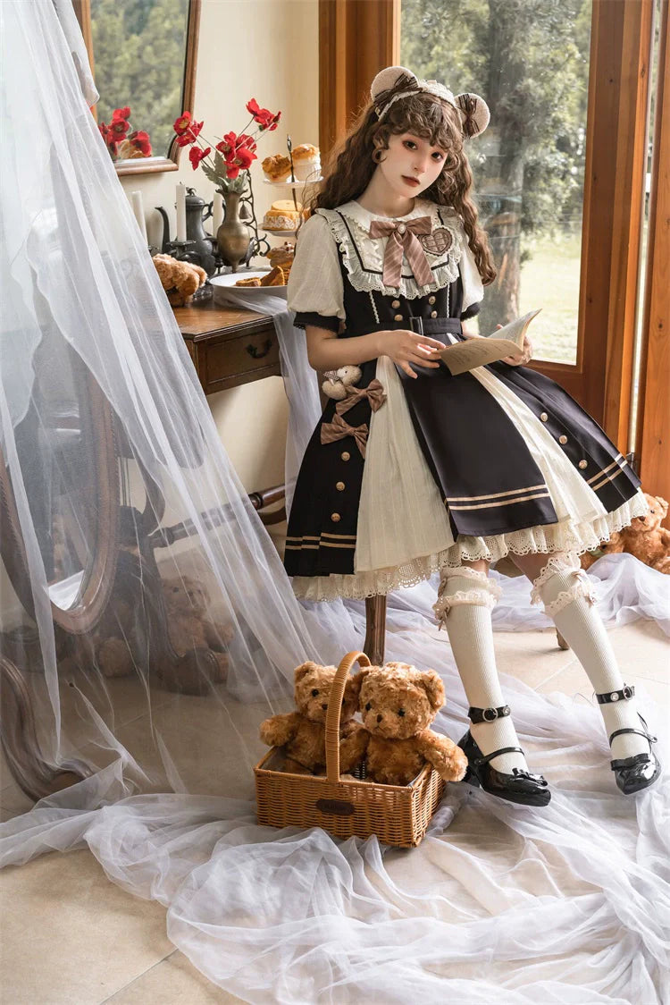Letters from Unknown Star~Chocolate Workshop~Elegant Lolita OP Daily Short Sleeve Dress