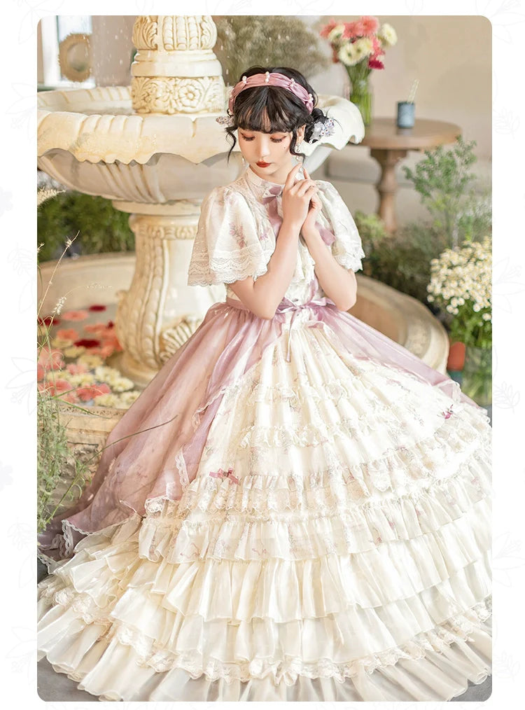 With PUJI~Nanke~Classic Lolita OP Dress Outfit with Edwardian Collar