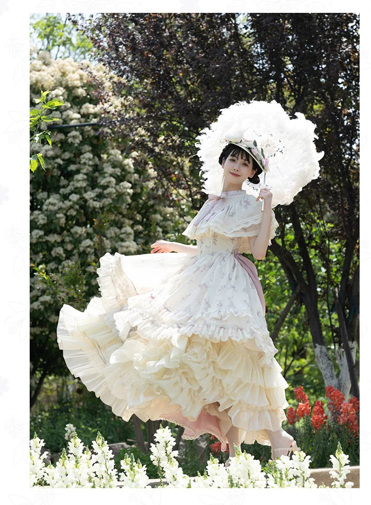 With PUJI~Nanke~Classic Lolita OP Dress Outfit with Edwardian Collar