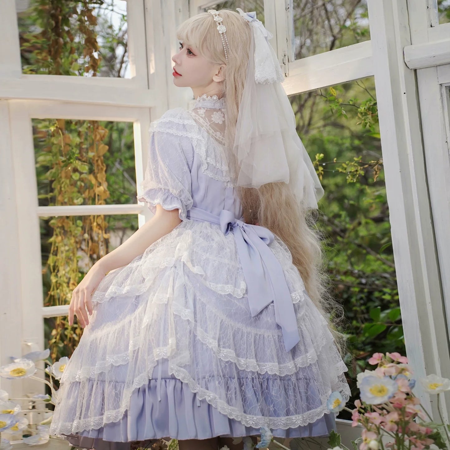 Eieyomi~Iris Love~Classic Lolita OP Princess Lolita Puff Dress and Veil