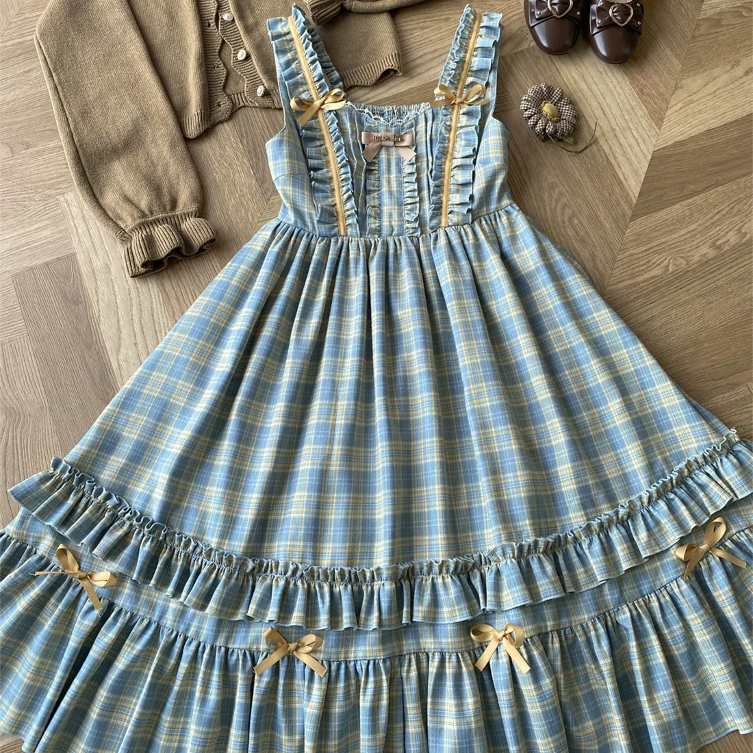 EESSILY~Green Fairy Tales~Classic Lolita Plaid JSK Plus Size Lolita Dress