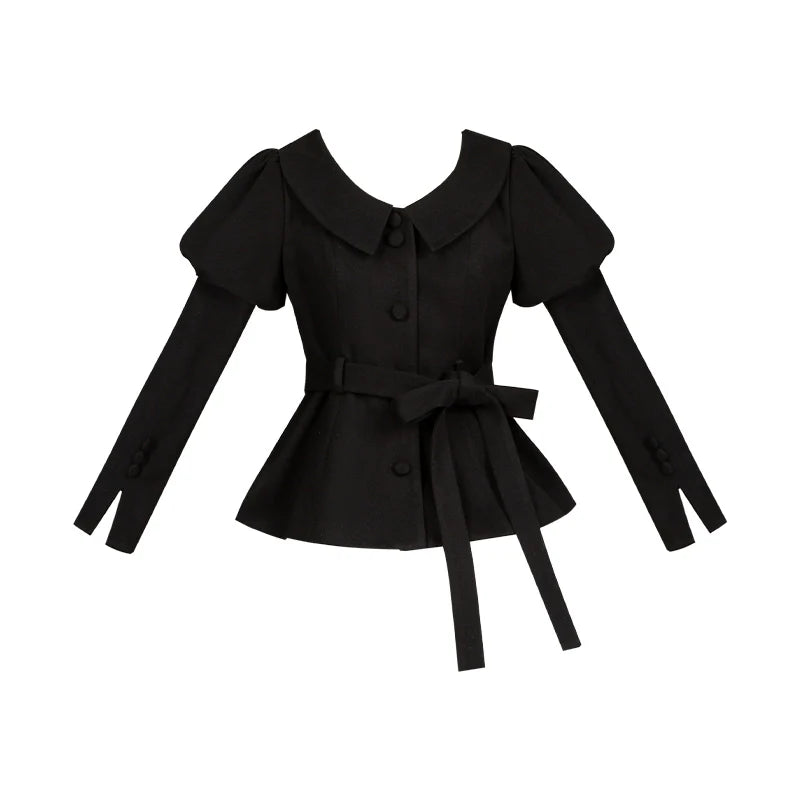 With PUJI~Old Testament~Classic Lolita Coat Black Plush Lolita Cape and Brooch