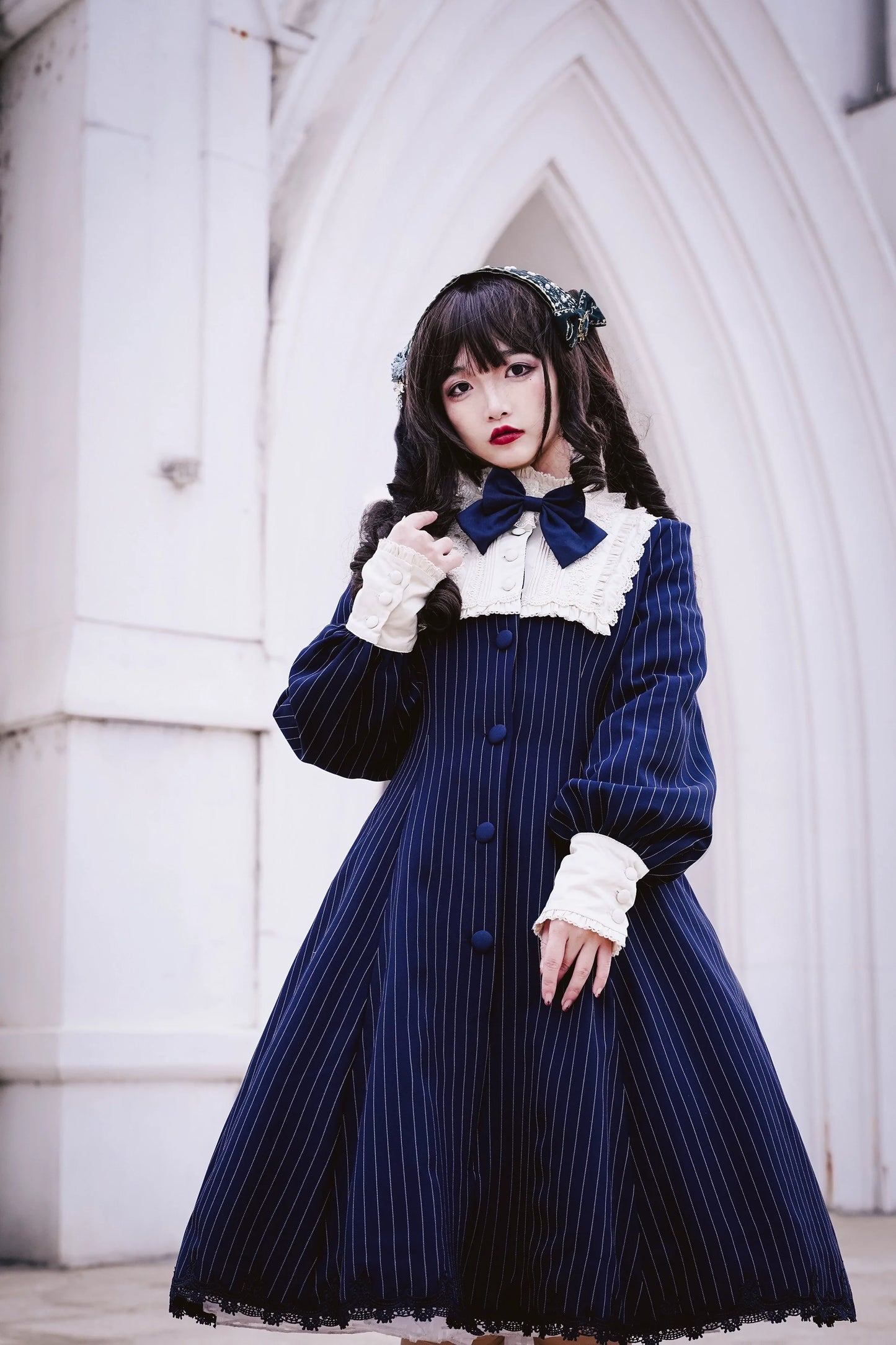 Strawberry Witch~Daily Lolita Coat Sherlock Style Lolita Coat Striped OP
