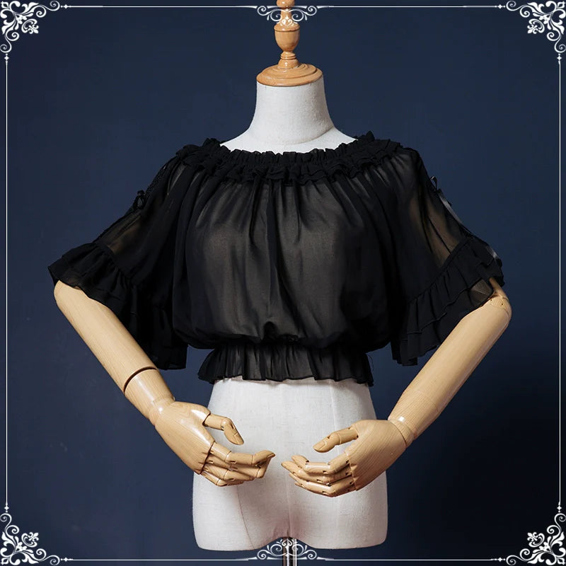 Eieyomi~Iris Love~Classic Princess Lolita JSK Elegant Chiffon Top
