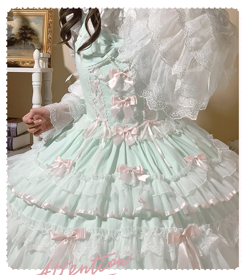 ZhiJinYuan~Love Notebook~Old School Lolita JSK Vintage Doll Tiered Dress