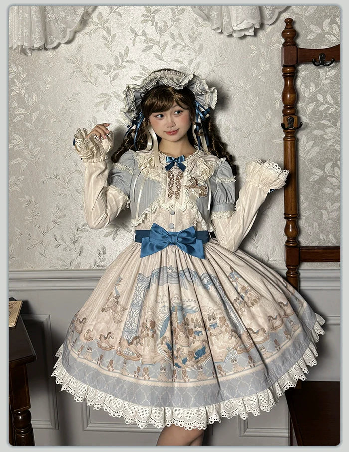 Alice Girl~Sea Salt Fairytale~Sweet Doll-like Lolita OP Animal Printed Lolita Dress