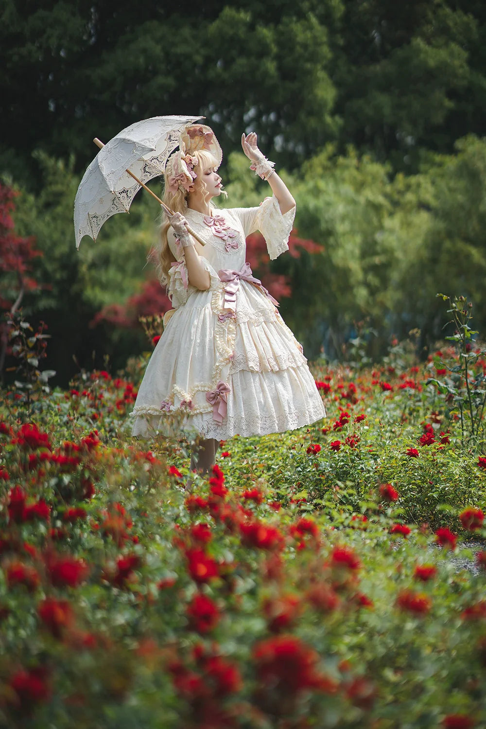 Miss Point~Lilyka Garden~Classic Lolita OP Dress Elegant Floral Wall Princess Sleeve