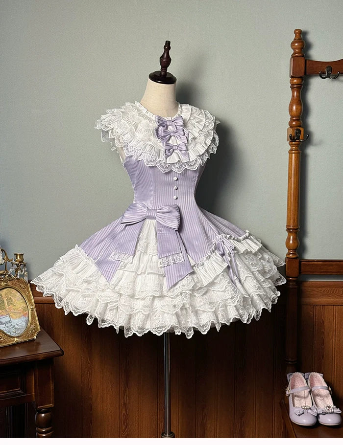 Alice Girl~Arrogant Miss~Sweet Lolita Jumper Dress with Tiered Lace Dress