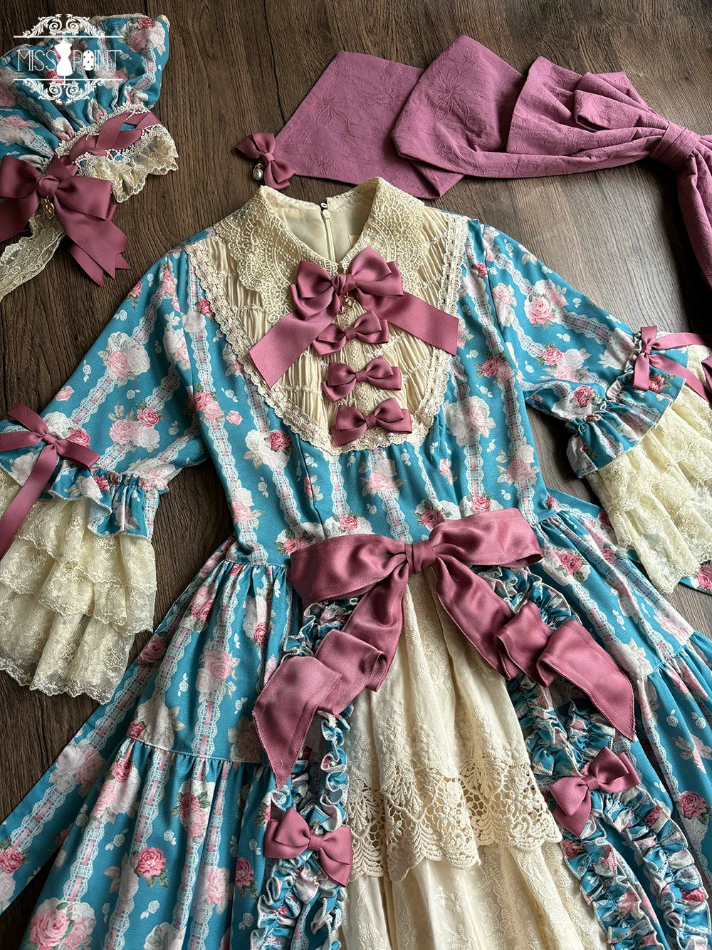 Miss Point~Lilyka Garden~Classic Lolita OP Dress Elegant Floral Wall Princess Sleeve