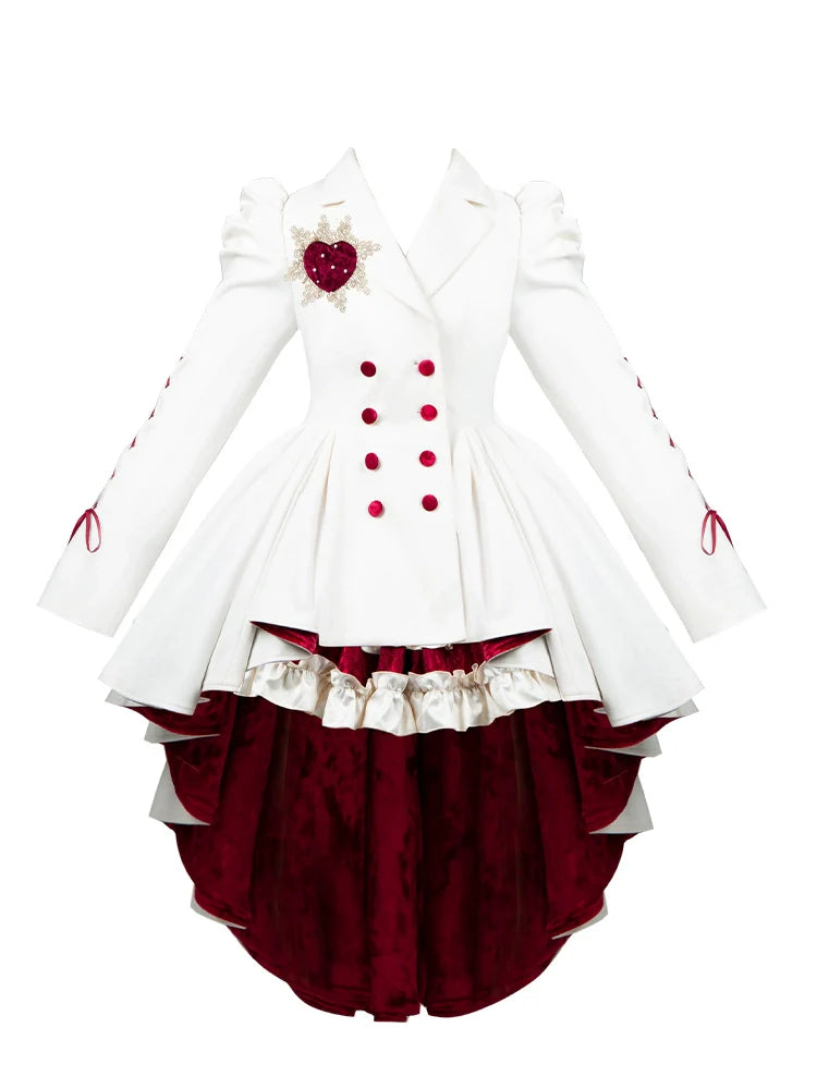 With PUJI~Mary's Heart~Classic Lolita Bodice Dress with Invisible Strap Irregular Coat