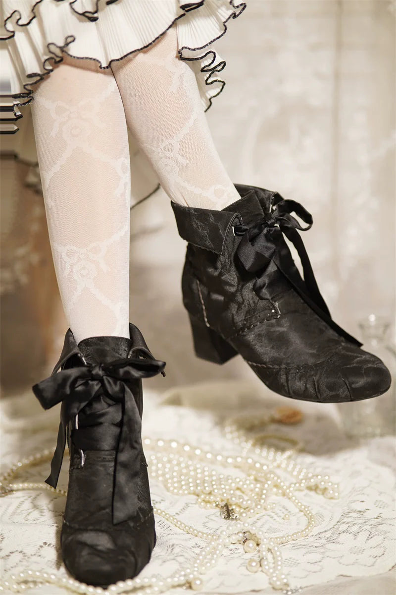 MR.Qiutian~Unknown Lady~Retro Lolita Shoes Round Head Boots for Autumn and Winter