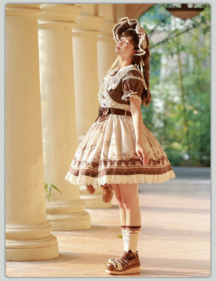 Alice Girl~Sea Salt Fairytale~Sweet Doll-like Lolita OP Animal Printed Lolita Dress