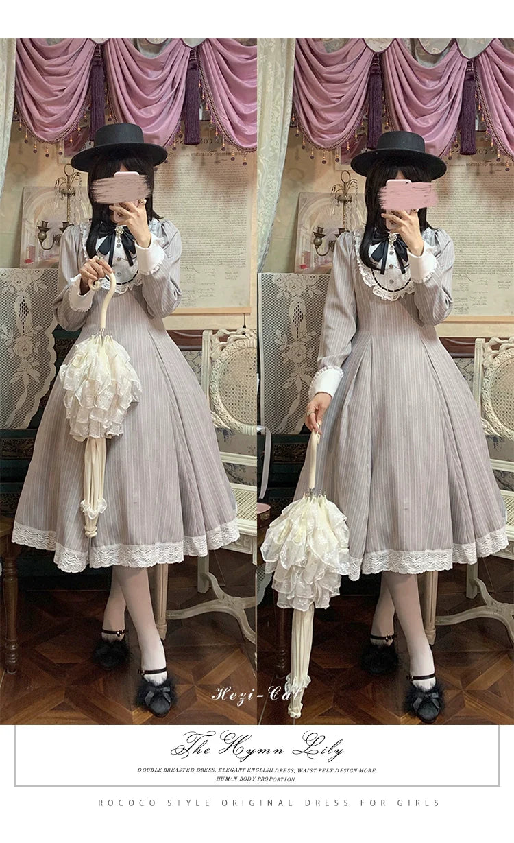 Hezi's Cat Haven~Black Cat Butler~Maid Lolita OP Dress Elegant Black and White Dress