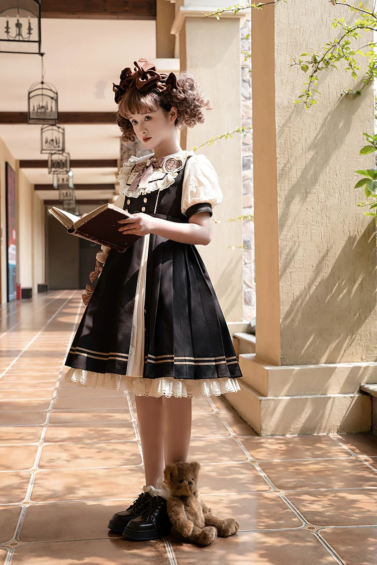 Letters from Unknown Star~Chocolate Workshop~Elegant Lolita OP Daily Short Sleeve Dress