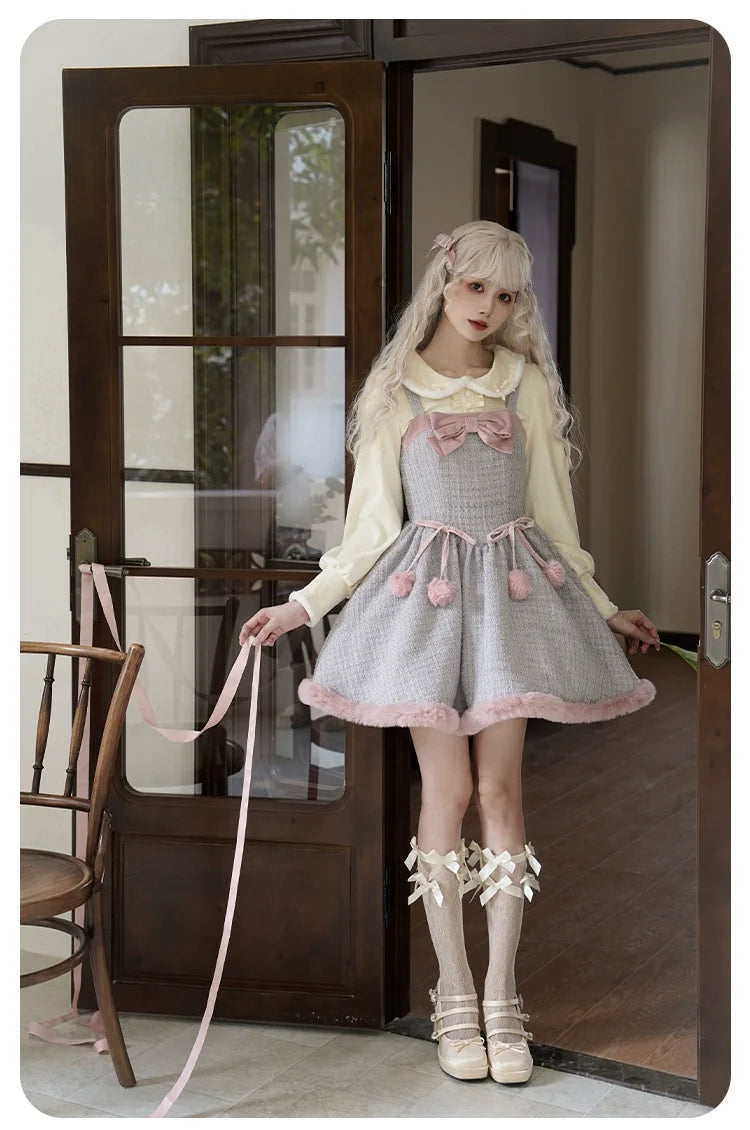 With PUJI~Winter Love Song~Winter Sweet Lolita JSK Suit Plush Cape