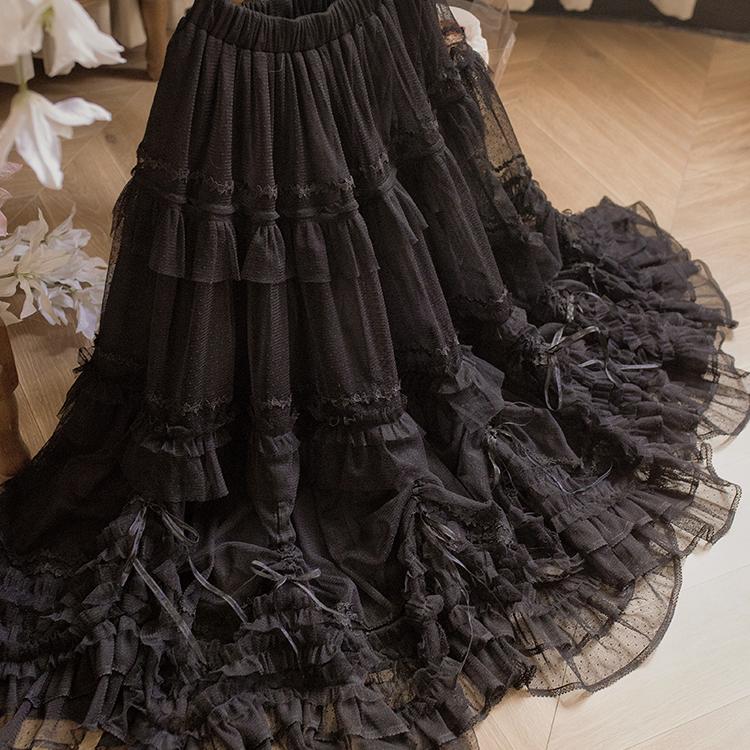 ThinkFly~Pleated Heart~Elegant Lolita Petticoat with Dotted Gauze Hem