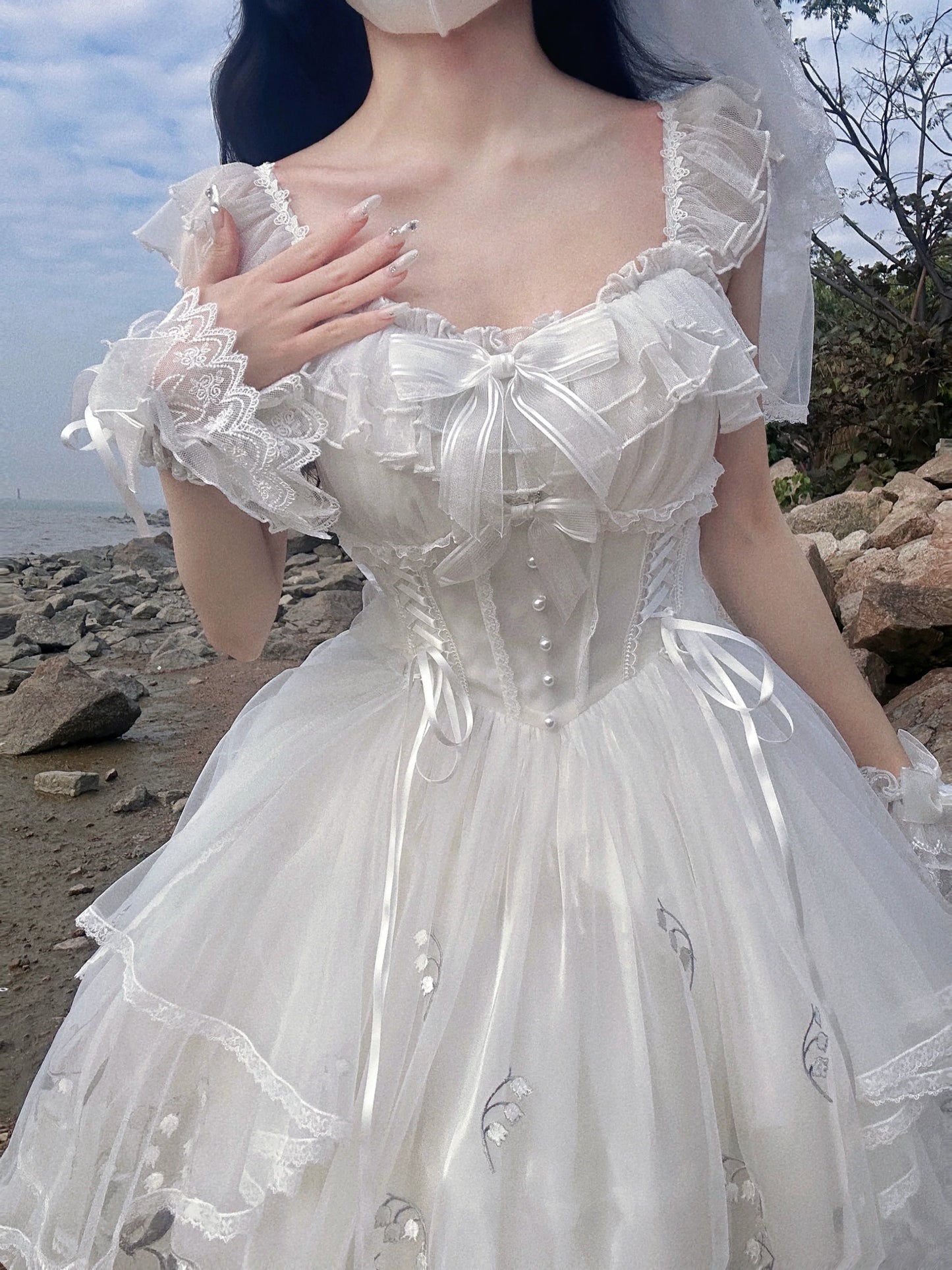 Mieye~Elegant Lolita JSK Flounce Hemline Multicolors