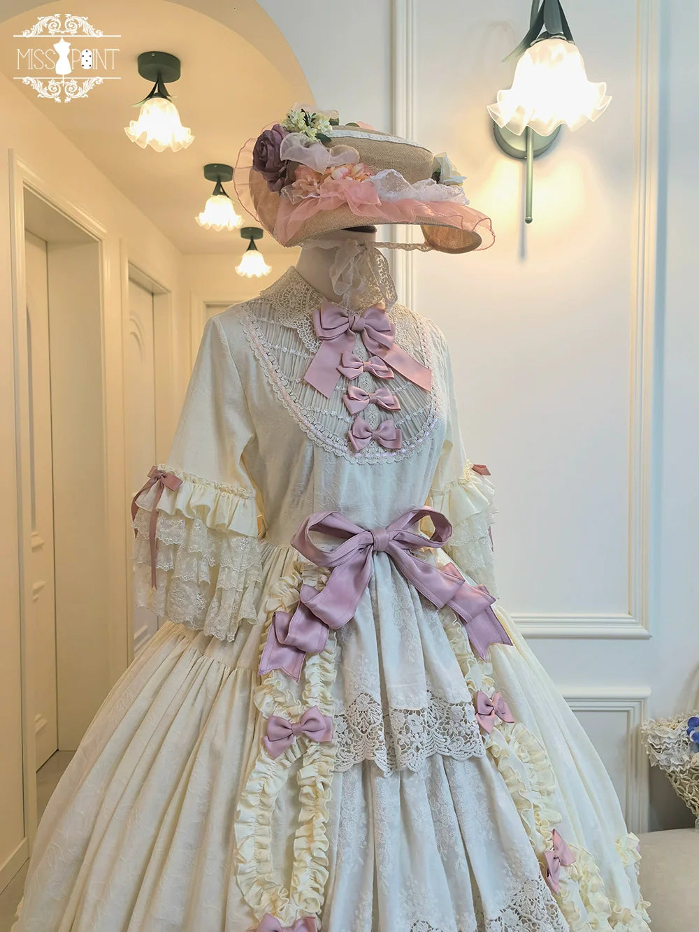Miss Point~Lilyka Garden~Classic Lolita OP Dress Elegant Floral Wall Princess Sleeve