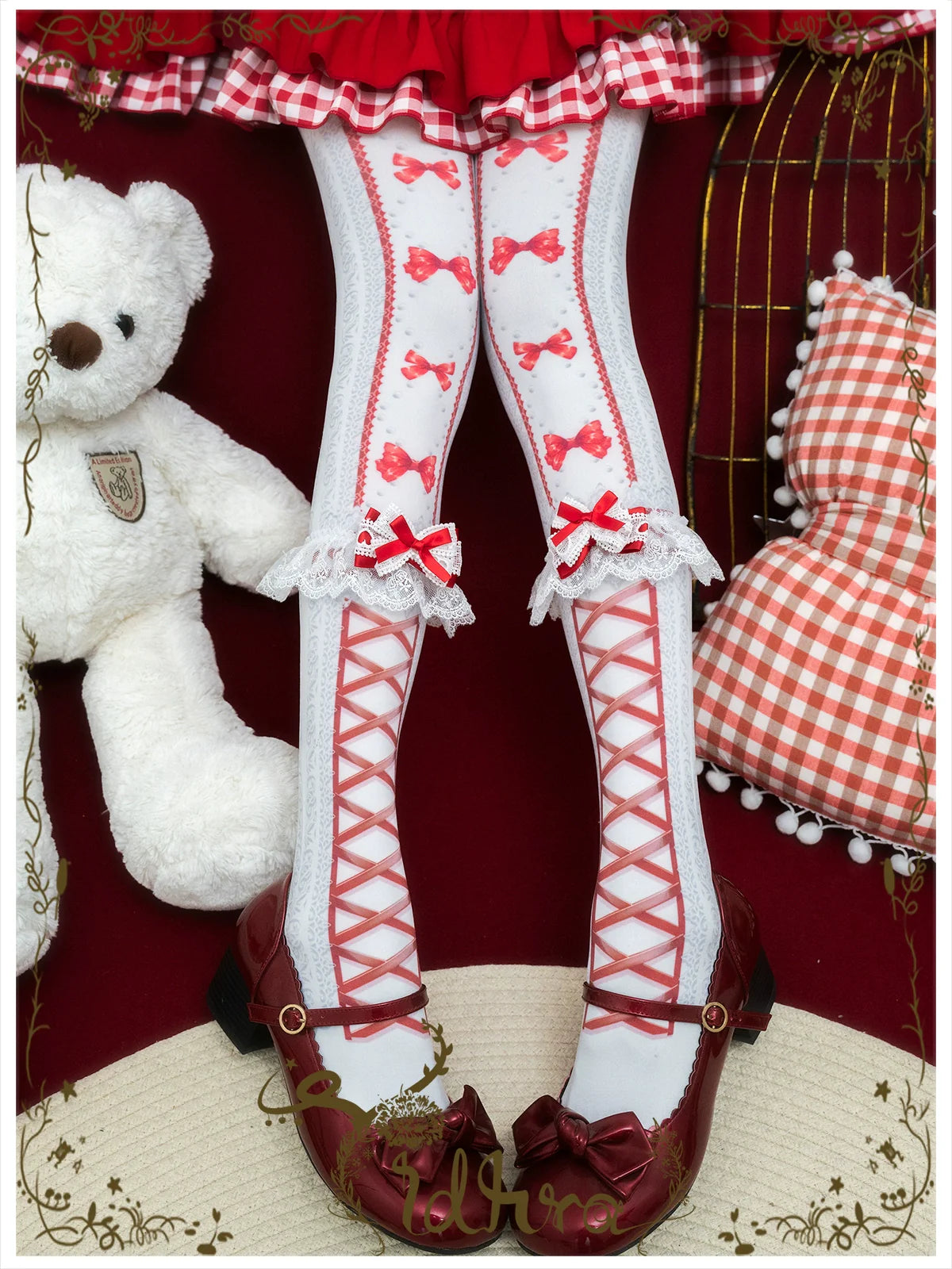 Yidhra~Christmas Lolita Pantyhose with Calf Lace Decoration