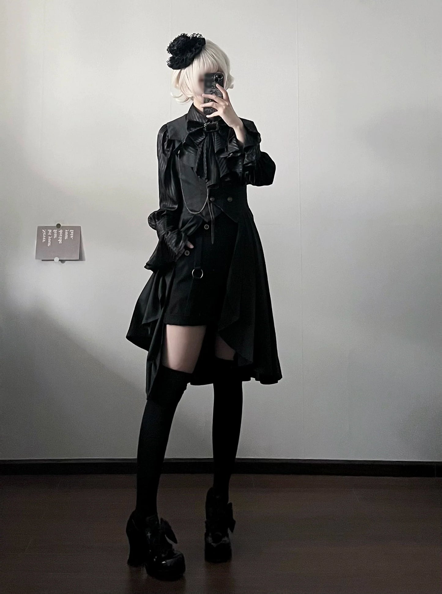 Gazing Galactic~Moonstone~Ouji Lolita Black Vest Prince Long Trailing Vest