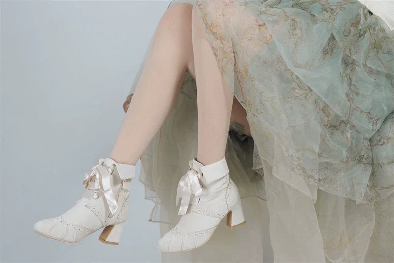 MR.Qiutian~Unknown Lady~Retro Lolita Shoes Round Head Boots for Autumn and Winter