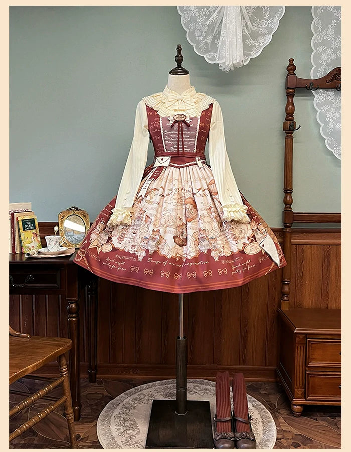 Alice Girl~Fox Band~Sweet Lolita Shirt with Bow Jabot