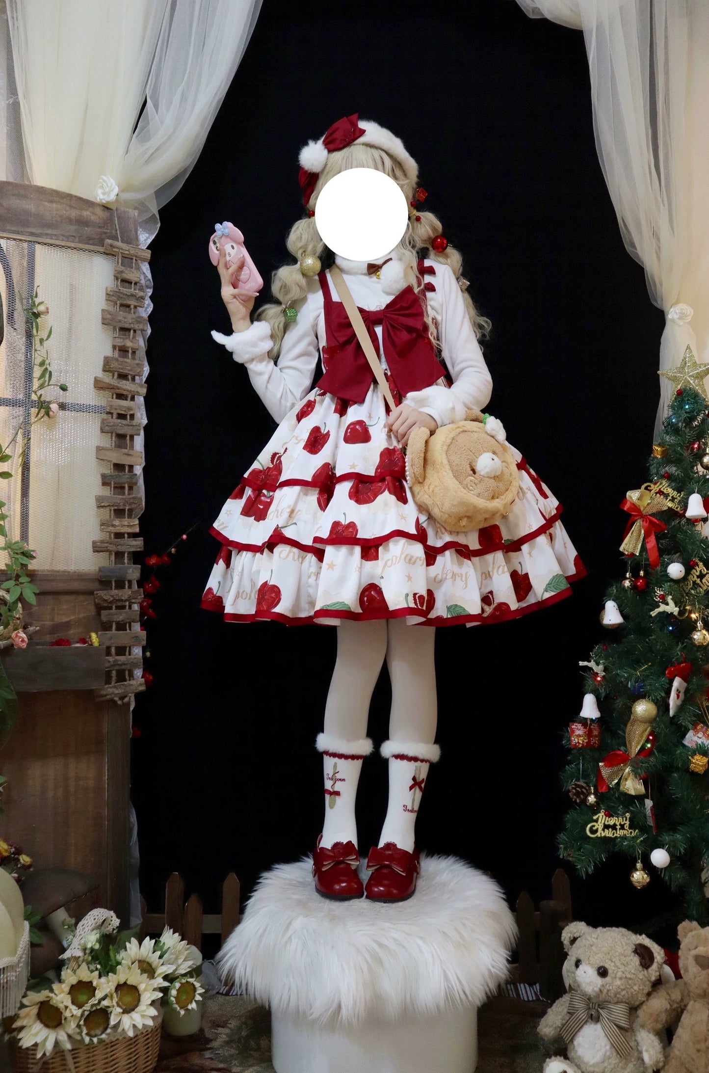 Polaris Lolita~Cherry Crown~Sweet Lolita JSK Three-tiered Dress