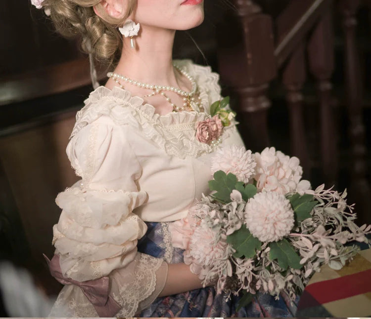 Miss Point~Elizabeth Meow~Classic Lolita Blouse Lotus Root Sleeve Lolita Shirt