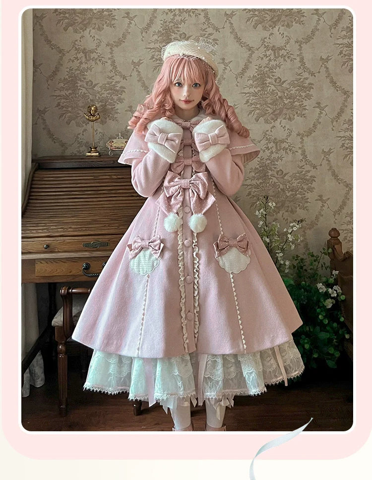 Sakurahime~Sweet Cookie~Sweet Lolita Coat Detachable Cape Pastel Outwear