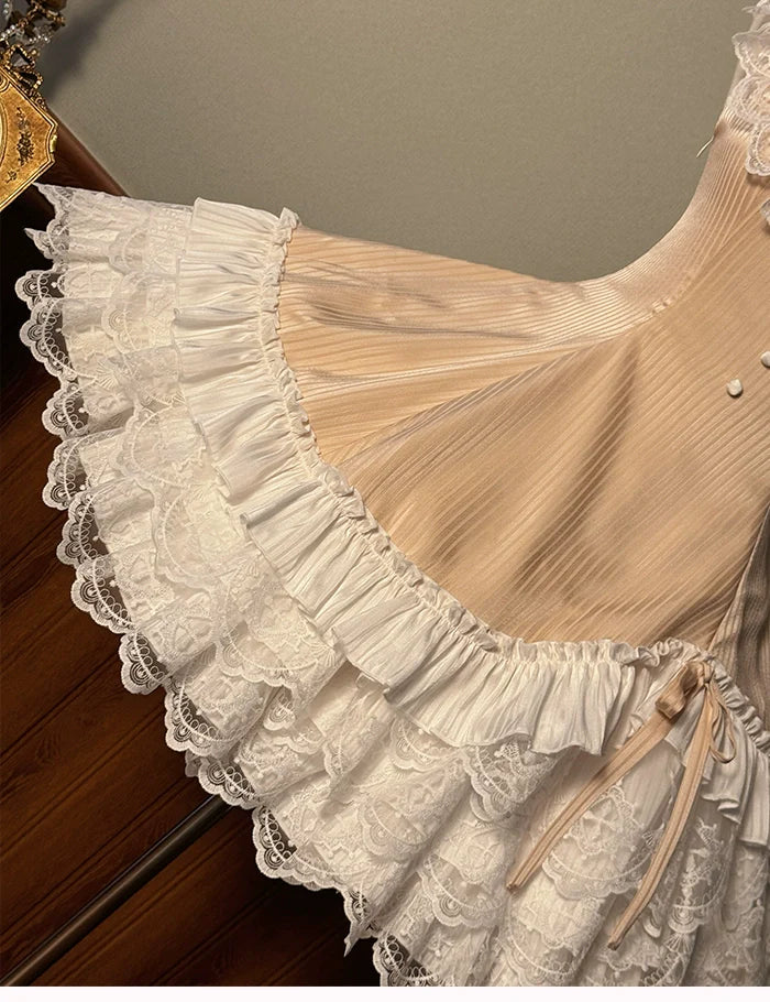 Alice Girl~Arrogant Miss~Sweet Lolita Jumper Dress with Tiered Lace Dress