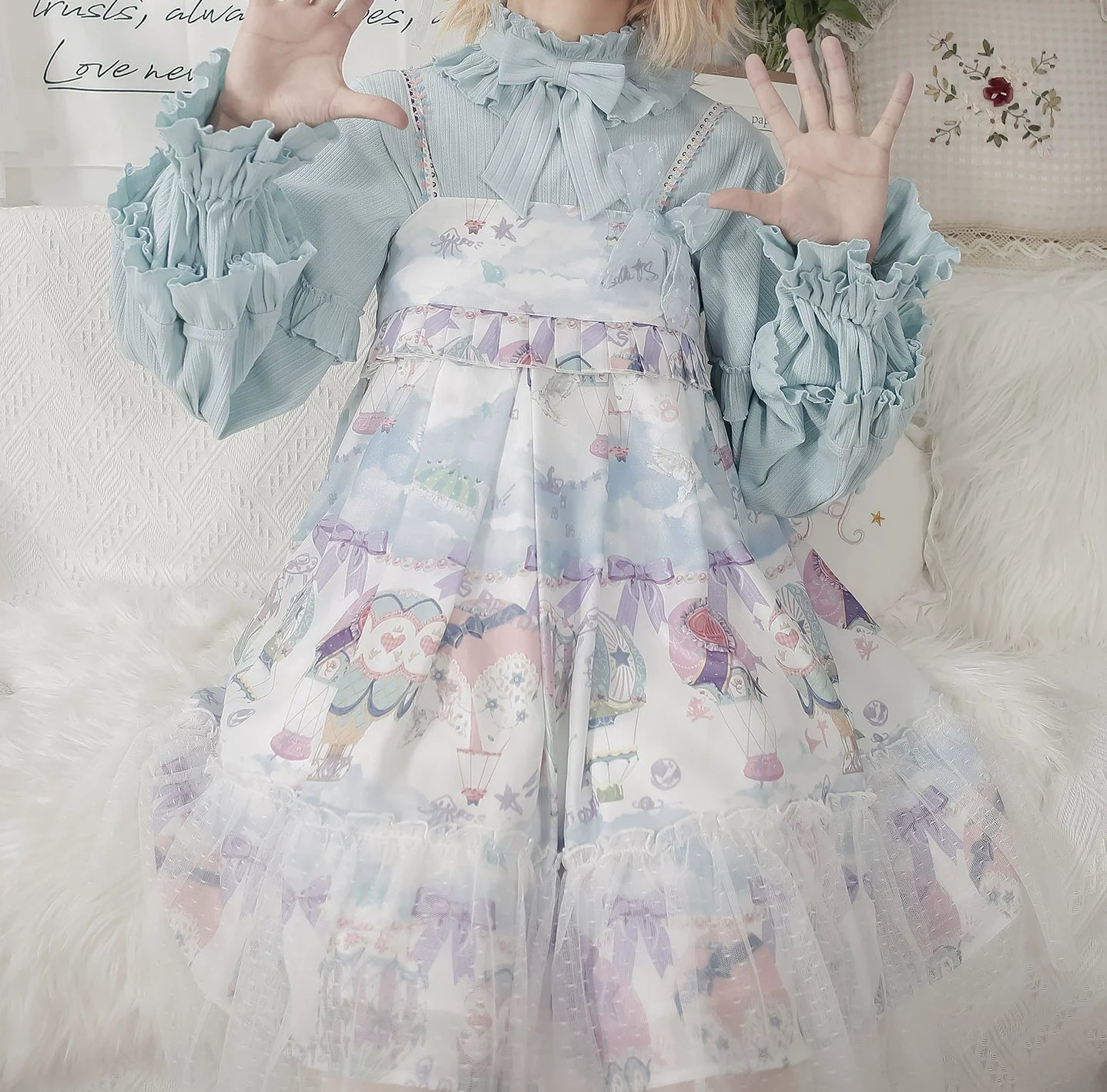 MIST~First Snow~Sweet Lolita Sweater Winter Puff Sleeve Knitting Innerwear