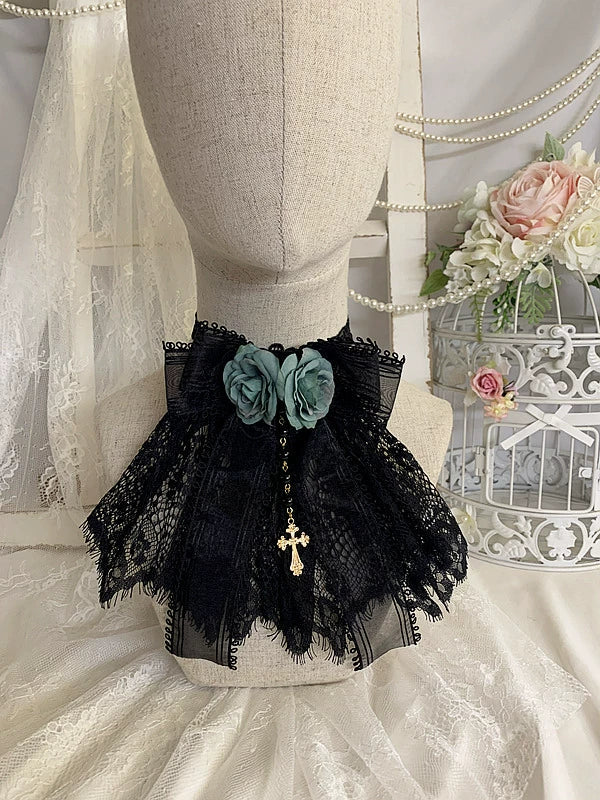 Sweet Jelly Lolita~Black Gothic Lolita Necklace Lace Lolita Brooch