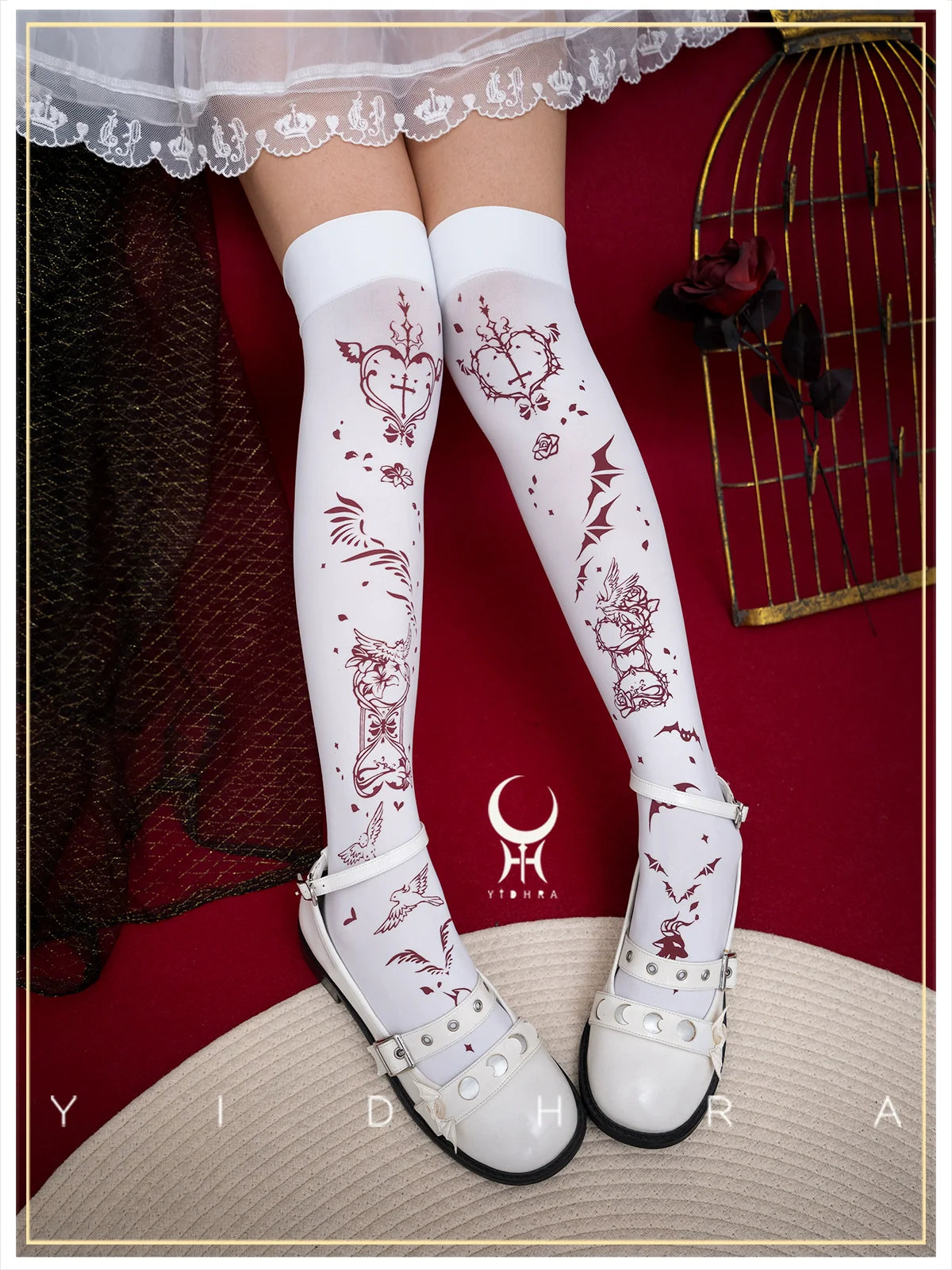 Yidhra~Angel&Devil~Gothic Lolita Pantyhose Printed Goth Tights
