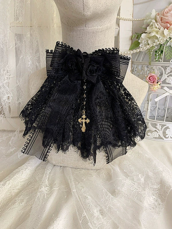 Sweet Jelly Lolita~Black Gothic Lolita Necklace Lace Lolita Brooch