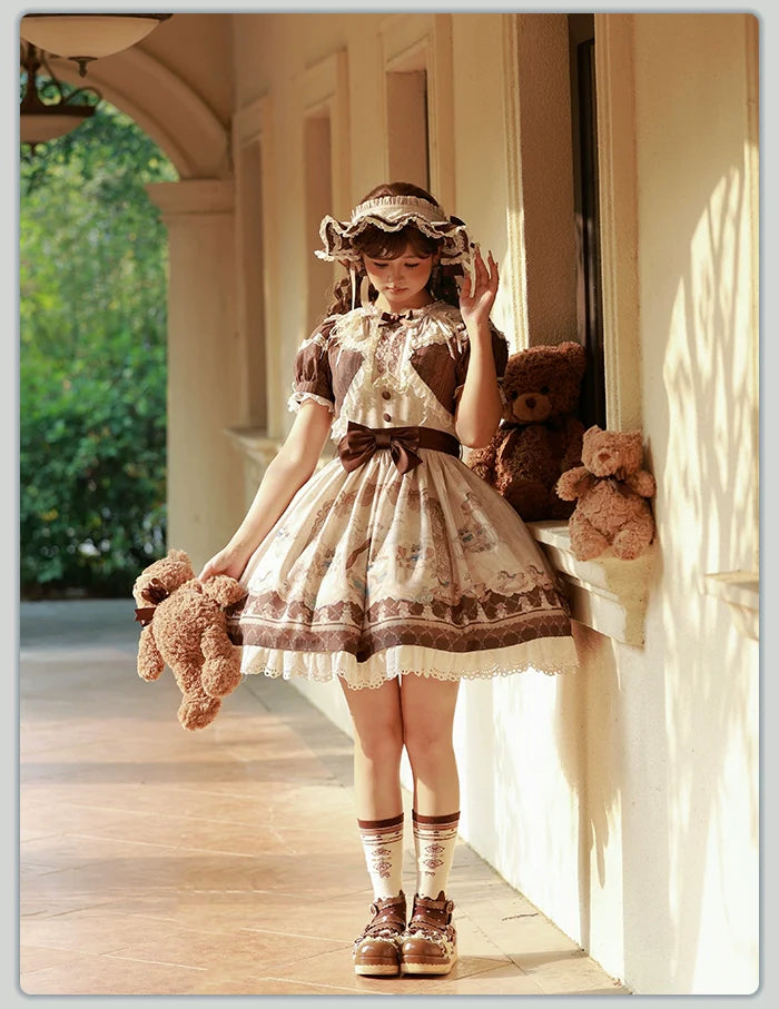 Alice Girl~Sea Salt Fairytale~Sweet Doll-like Lolita OP Animal Printed Lolita Dress