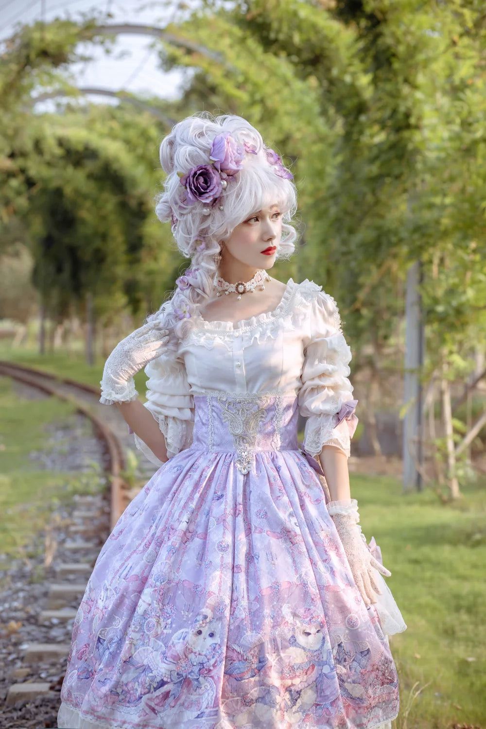 Miss Point~Elizabeth Meow~Classic Lolita Blouse Lotus Root Sleeve Lolita Shirt