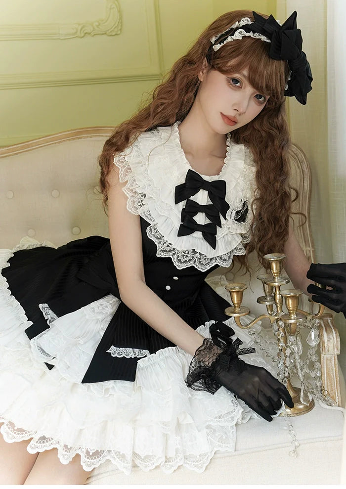 Alice Girl~Arrogant Miss~Sweet Lolita Jumper Dress with Tiered Lace Dress