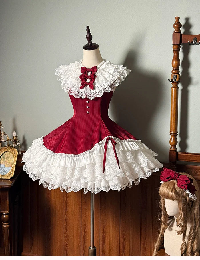 Alice Girl~Arrogant Miss~Sweet Lolita Jumper Dress with Tiered Lace Dress