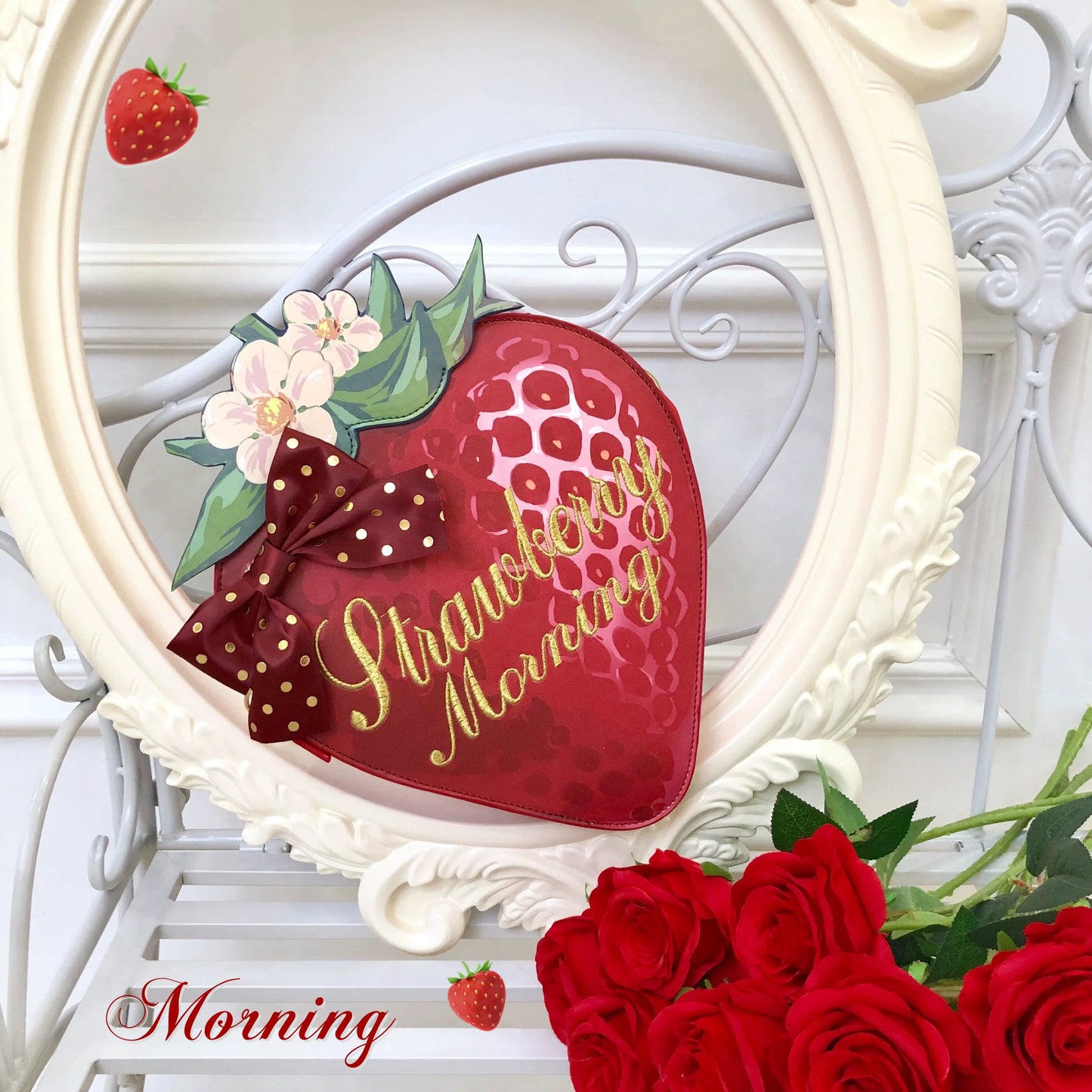 Morning Glory~A Strawberry~Sweet Lolita Crossbody Bag Strawberry Printed Handbag