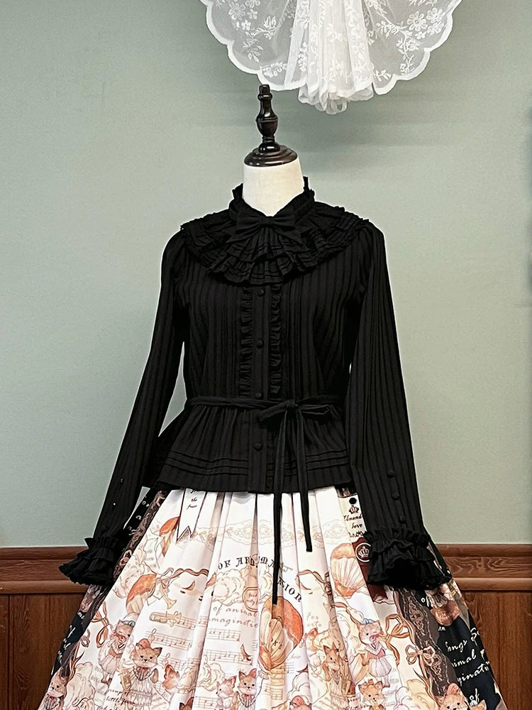 Alice Girl~Fox Band~Sweet Lolita Shirt with Bow Jabot
