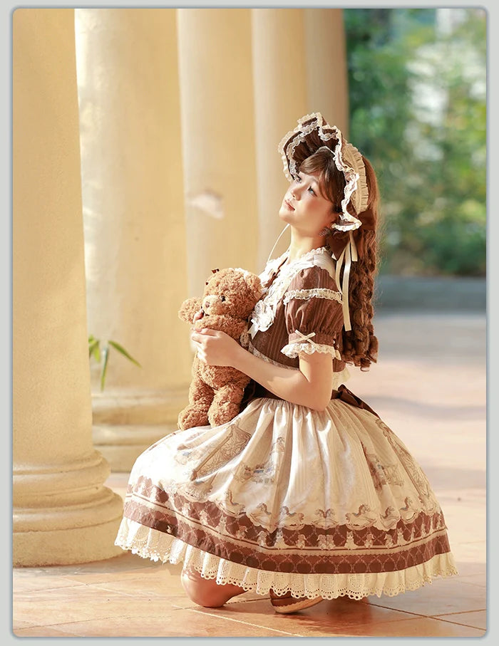 Alice Girl~Sea Salt Fairytale~Sweet Doll-like Lolita OP Animal Printed Lolita Dress