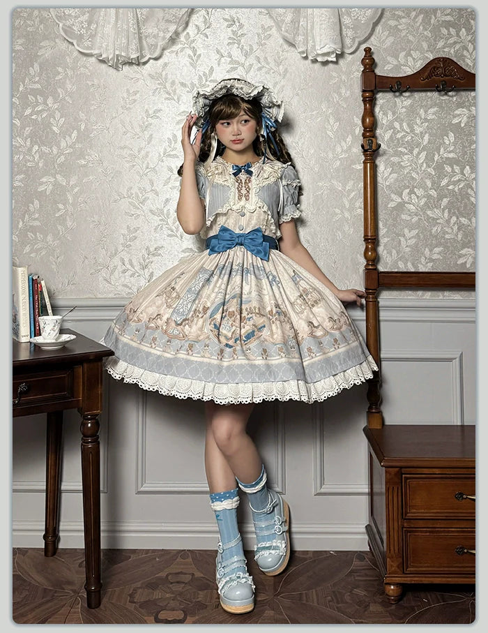 Alice Girl~Sea Salt Fairytale~Sweet Doll-like Lolita OP Animal Printed Lolita Dress