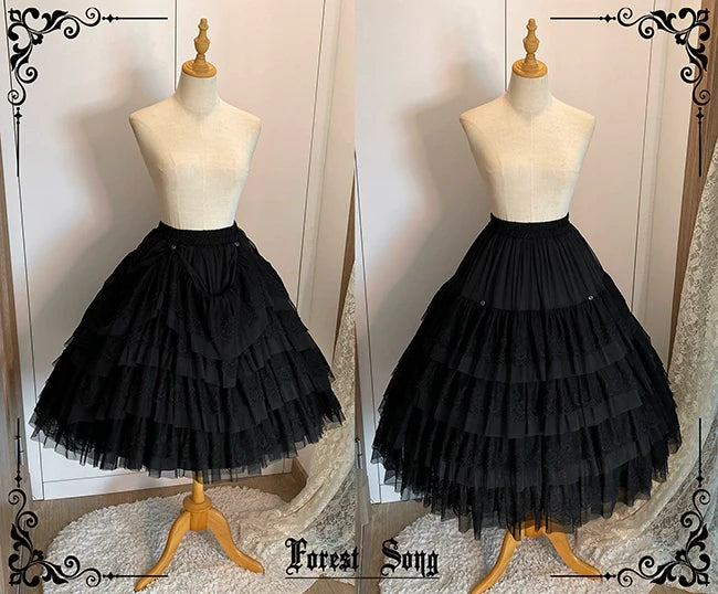 Forest Song~Star and Sea~Classic Lolita Petticoat Adjustable Tiered Ruffle Skirt